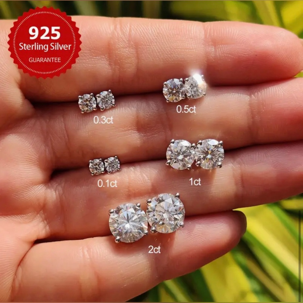 Sparkling 0.1 Carat Moissanite Stud Earrings with 4 Prong Setting